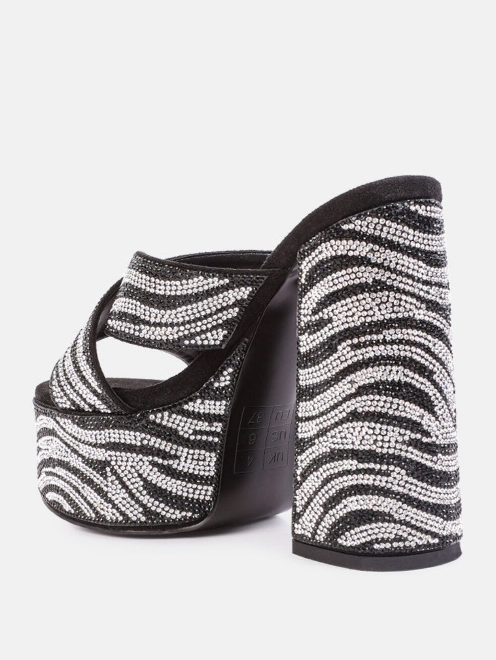London Rag Rhinestone Zebra Platform Mules 7 - Picture 3 of 11
